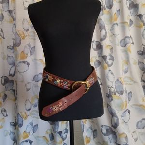 Lucky brand boho Embroided Leather Belt